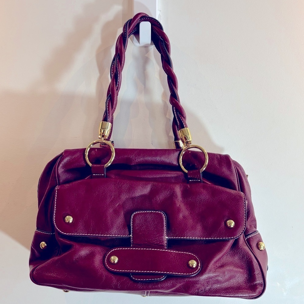 ZARA Handbag Braided Handle  Leather Snap Closure Several Compartments Satchel